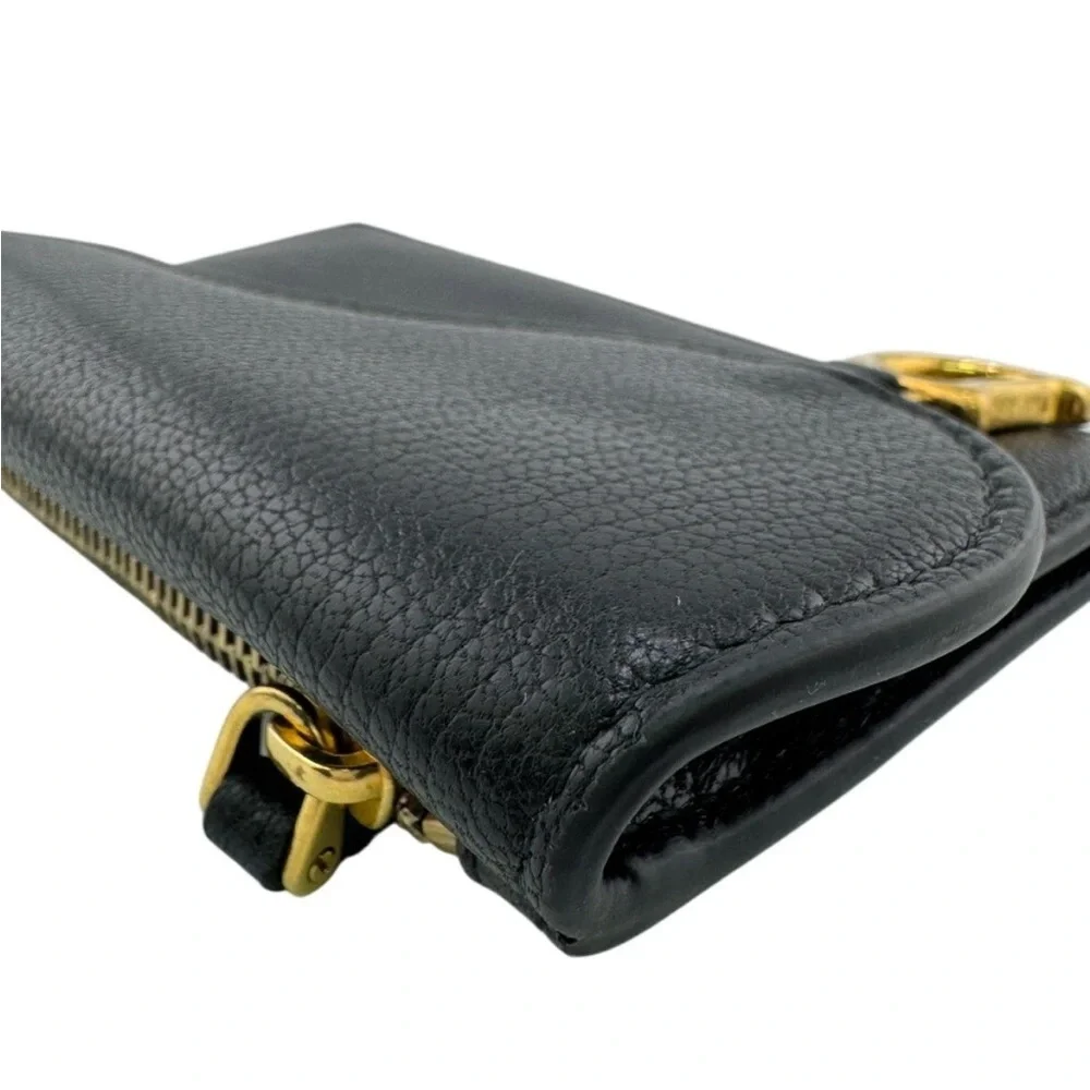 Dior Black Leather Card Case with Gold Hardware